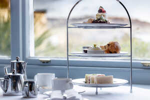 The best afternoon tea in Lyme Regis overlooking the grounds of the Hotel Alexandra