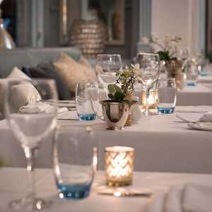 The Hotel Alexandra Restaurant laid for dinner in Lyme Regis
