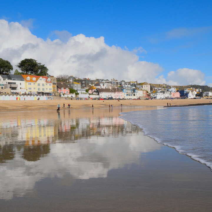 Sandy beach in Lyme Regis