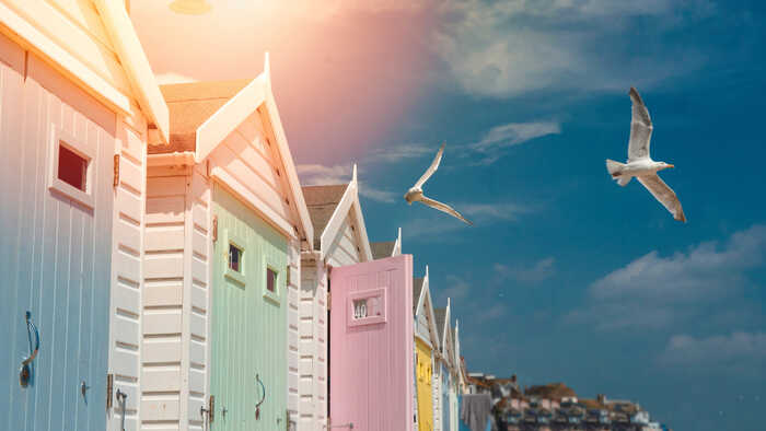 beach huts on lyme regis beach