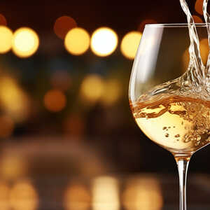 white wine being poured into a glass